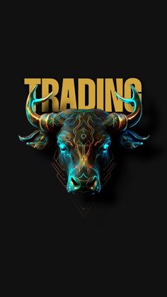 a bull head with the word trading on it's face and flames coming out of its horns