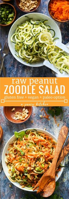 raw peanut zoodie salad with zucchini noodles and carrots