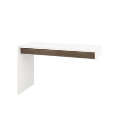 a white desk with a wooden edge