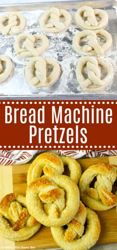 homemade bread machine pretzels on a cutting board