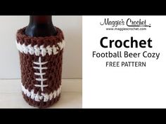 crochet football beer cozy with free pattern