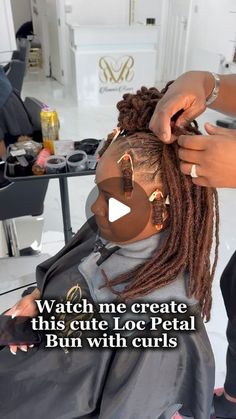 Renee |Hairstylists|Ukhair🇬🇧🇯🇲 on Instagram: "A Mini Loc petal bun tutorial on my beautiful client 🥰  What do you think about the end result??   I hope you guys found it useful coz this voiceover gave me a headache 🤕   I will get better as I go along I promise 😂  Big up my wonderful assistant starring in the background ☺️  Book your consultation today!  💎 A luxury service awaits you 🔗 in bio 👆🏾let’s talk!  #locstutorial #locstyling #tutorial #womenwithlocs #womenlocstyles #blackwomenwithlocs #naturaldreads #girlstyles #petalbuns #locpetals #twistlocs #explorepage #curlylocs #locgician" Locs With Petals, Petal Bun Soft Locs, Petal Loc Styles For Women, How To Do Loc Petals, Loc Side Part Styles, Loc Styles Petals, Locs With Wooden Beads, Petal Hairstyle For Locs