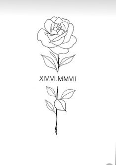 a black and white drawing of a rose with the word ivvm in roman writing