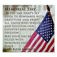 an american flag with the words memorial day on it and a poem written in english