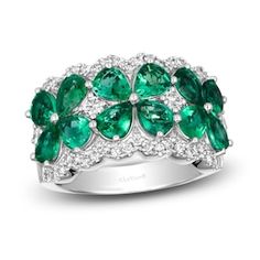 Green Cluster Emerald Ring With Vvs Clarity, Luxury Sterling Silver Emerald Ring With Vvs Clarity, Luxury Dazzling Green Emerald Ring, Levian Emerald Ring, Luxury Sterling Silver Emerald Ring With Gemstone Accents, Jared Jewelry, Emerald Gemstone, Affordable Jewelry, 2 Carat