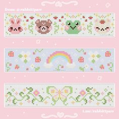 cross stitch pattern with animals and flowers