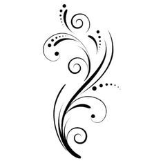 an artistic black and white tattoo design with swirls on the back of the arm