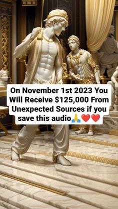 an image of a statue with the caption on november 1st 2012 you will receive $ 12, 000 from unexpected sources if you save this audio