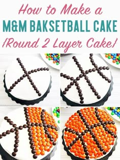 how to make a m & m basketball cake round 2 layer cake