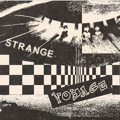 a black and white photo with the words strange on it's side, surrounded by images of people