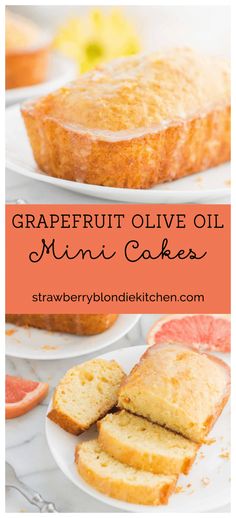 grapefruit olive oil mini cakes on plates