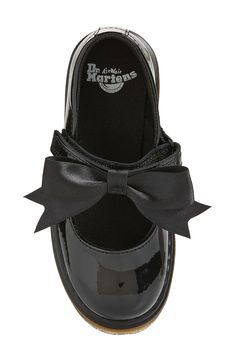 A chunky sole brings signature Dr. Martens energy to a sweet mary jane in this edgy take on an iconic silhouette your little trendsetter will love. 1" heel; 3/4" platform Leather upper/textile and synthetic lining/synthetic sole Imported Trendy Black Closed Toe Mary Janes, Black Mary Janes With Rubber Sole For Fall, Trendy Black Mary Janes For Spring, Dr Martens Patent Leather Shoes, Trendy Black Leather Mary Janes, Black Synthetic Casual Mary Janes, Mary Janes Doc Martens Nordstrom, Casual Black Synthetic Mary Janes, Trendy Black Platform Mary Janes