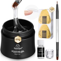 PRICES MAY VARY. 【Include Everything You Need】: 60g sculpture gel *1, glass cup *1, nail brush cleaner gel *1 , double-ended nail brush *1, glass cup *1, nail forms*100pcs. It is a perfect nail building set for nail extensions, apex building, nail enhancement, 3D nail art, DIY glitter gel, infill gaps, nail tips overlay, base gel, cover unevenness, rhinestone gel. 【10-in-1 Beetles Sculpted Gel Set】Beetles builder nail gel in pot can give you amazing results during your DIY manicure. Used for nai Beetles Builder Gel, Making Nails, Nails Making, Sculptured Nails, Nail Pen, Gel Set, Diy Glitter, Light Nails, Manicure Diy