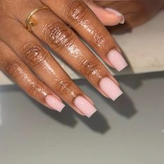 Short Nails Plain Simple, Short Plain Nail Ideas, Biab Nails Inspiration, Nude Nails Black Women, Nail Colors For Dark Skin, Short Classy Nails, Acrylic Nails Nude, Colors For Dark Skin, Subtle Nails