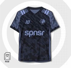 an image of a soccer jersey with the word spnsr printed on it