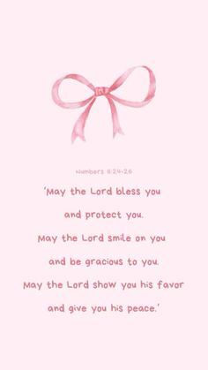 a pink card with the words, may the lord blessing you and protect you