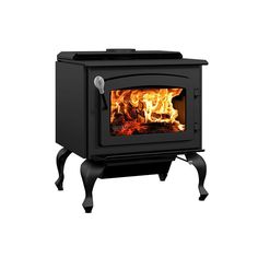 Drolet Escape 1800 Wood Stove On Legs - Black Door High Efficiency Wood Stove, Refractory Brick, Cast Iron Legs, Model Legs, Black Door, Heat Exchanger, Black Doors, Installation Manual, Electric Heating