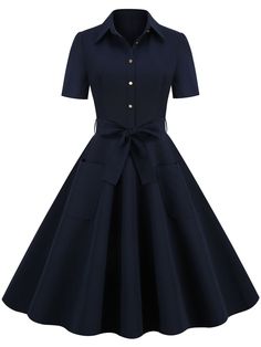 Navy Blue Midi Dress, Robes Vintage, Vintage Midi Dresses, Cotton Long Dress, Vintage 1950s Dresses, Womens Vintage Dresses, Rockabilly Dress, Navy Midi Dress, Vestidos Vintage