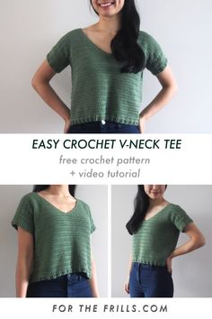 the easy crochet v - neck tee pattern is great for beginners