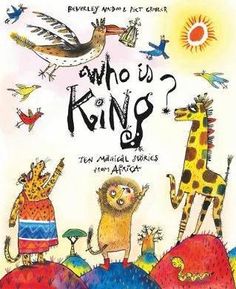 the children's book cover for who is king? with an image of giraffes and other animals