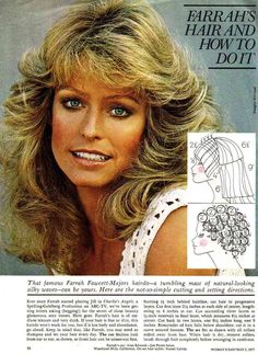 Farrah Fawcett haircut and styling instructions! Woohoo. Been looking for this for YEARS! Farrah Hair, Farrah Fawcett Hair, Hairstyle Images, Fawcett Hair, Farah Fawcett, 1970s Hairstyles, Farrah Fawcet, 70s Hair, Charlie's Angels