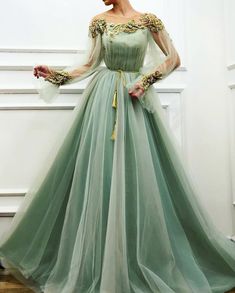 Prom Evening Dresses, Dresses Long Sleeves, Fest Outfits, Dress Fabrics, 16 Dress, Party Clothes, Princess Gown, Long Sleeve Evening Dresses