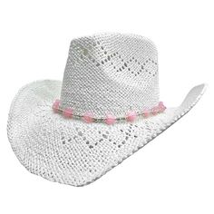 TOVOSO Western Cowgirl Hat, Straw Cowboy Hat for Women with Shapeable Brim, Beaded Hearts Trim, Shapeable Cowboy Hat Cowgirl Hat, Western Hats, Western Cowgirls, Cowgirl Hats, Hat For Women