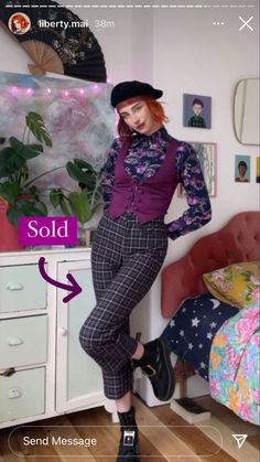 Professional Whimsigoth, Quirky Aesthetic Outfit, Whimsigoth Outfits With Pants, Whimsigoth Outfits Pants, Wimsey Goth Outfit, Purple Whimsigothic Outfit, Save Outfits, Office Fashion Women, Crazy Outfits