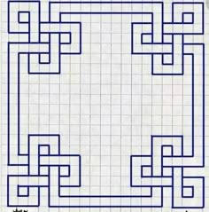 an image of a blue and white tile pattern with squares on it, as well as the