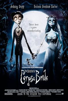 the corpse bride movie poster with two people holding hands