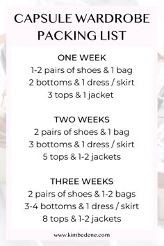 the capsule wardrobe packing list for one week