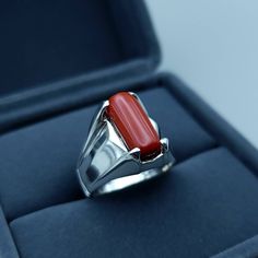 Buy Natural Dark Deep Red Coral Marjan Ring Mens Coral Rings online on Etsy India. Shop for handmade, vintage and unique Multi-Stone Rings items from RingsWear online on Etsy Red Stone Ring For Men, Aqeeq Stone Ring For Men, Silver Stone Rings For Men, Mens Gold Ring Vintage, Islamic Rings, Stone Ring For Men, Coral Rings