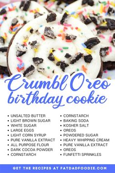 the recipe for crumbl oreo birthday cookies