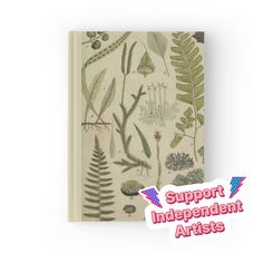 a book with an image of plants and leaves on the cover, surrounded by words that read support independent artists