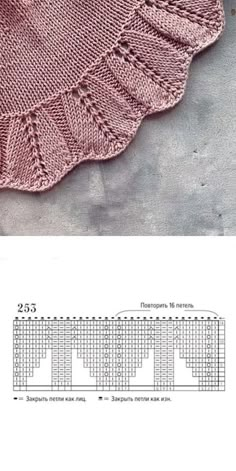 an image of a knitted shawl with the pattern in english and french,