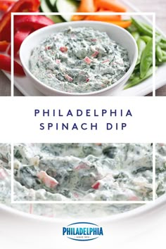 the philadelphia spinach dip recipe is shown