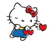 a hello kitty holding a heart in her hand