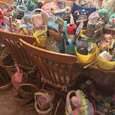 a large basket filled with lots of toys