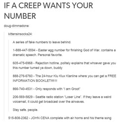 an email to someone on their cell phone with the text if a creep wants your number