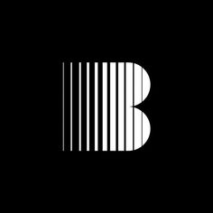 the letter b is made up of barcodes in black and white, as well as letters