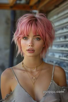 Pink Hair Over 50, Short Pink Hairstyles, Fairy Haircut Short, Short Fairy Hairstyles, Pink Bob Hair, Ombre Hair Short, Shag Pixie