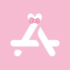 the letter a with a bow on it's head is shown in pink and white