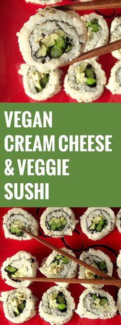 vegan cream cheese and veggie sushi