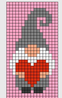 a cross stitch pattern with a woman's face in red, white and grey