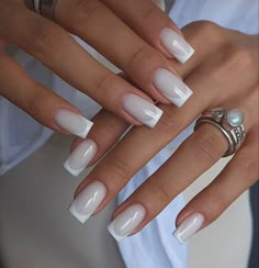 Milky Nails, Popular Nails, Classy Nails, Chic Nails, French Tip Nails, Cute Acrylic Nails, French Manicure, French Nails, White Nails