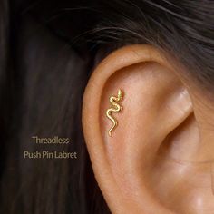 Tiny Snake Threadless Flat Back Earrings, Nose Stud, 20,18,16ga, 5-10mm, Surgical Steel, SHEMISLI SS528 - Shemisli Jewels Tiny Snake, Steel Gifts, Flat Back Earrings, Snake Jewelry, Tiny Star, Plugs Earrings, Nose Stud, Gift For Birthday, Dainty Earrings