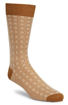 Knit in small, neat geometries, these dress socks walk you into any occasion in the comfort of breathable cotton. Cotton Machine wash, tumble dry Made in Italy Box Dress, Dress Socks, Men's Wardrobe, Hosiery, Light Brown, Nordstrom, Socks, Size Medium, Italy