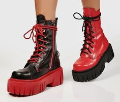 Concert Shoes, Goth Clothes, Sock Drawer, Punk Goth, Red Outfit, Goth Outfits, Date Outfits, Red Aesthetic, Edgy Outfits