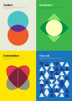 four different types of posters with geometric shapes