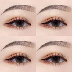 HMOE Maquillaje Kylie Jenner, Makeup Ala Korea, Korean Eyebrows, Makeup Asia, Light Eye Makeup, Makeup Korean